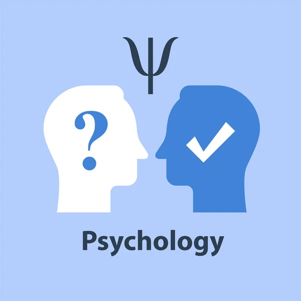 Psikolojik test, psikanaliz konsepti, psikoterapi kabalığı, zihinsel problem çözme — Stok Vektör