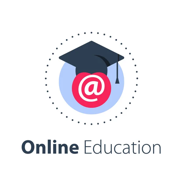 Çevrimiçi eğitim, uzak öğrenim, İnternet akademisi, web üniversitesi — Stok Vektör