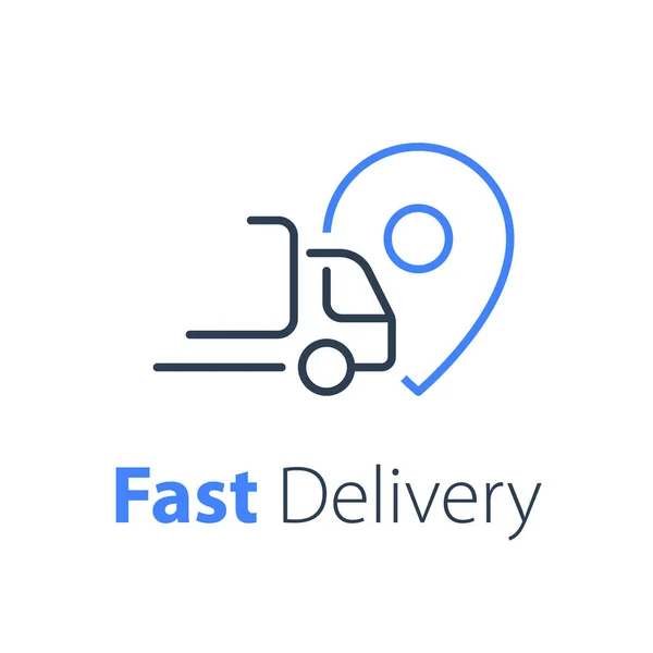 Hızlı kamyon teslimatı konsepti, dağıtım hizmetleri, lojistik çözüm, ulaşım şirketi — Stok Vektör