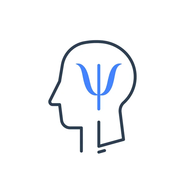 Perfil da cabeça humana e símbolo da psicologia, saúde mental, ajuda e desenvolvimento —  Vetores de Stock