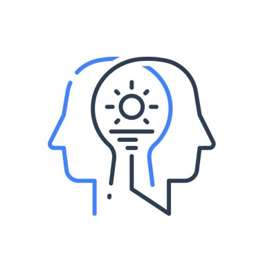 İnsan kafa profili ve gündoğumu, bilişsel psikoloji veya psikiyatri konsepti, iç sakinlik veya uyum