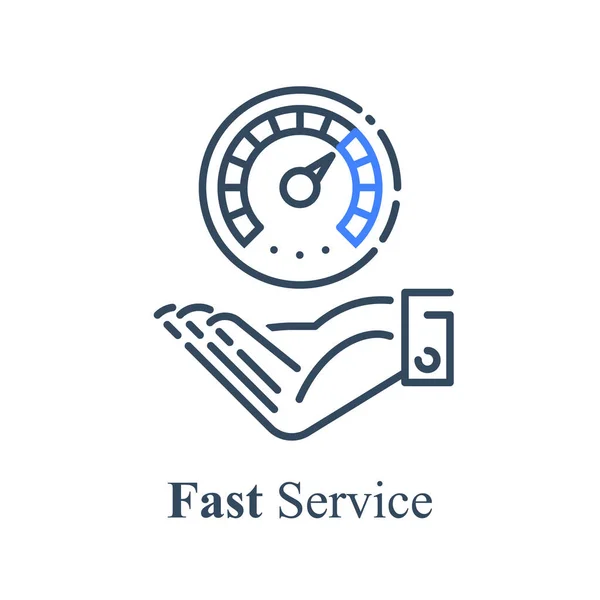 Compteur de main et de vitesse, services express ou urgents, délai et délai — Image vectorielle