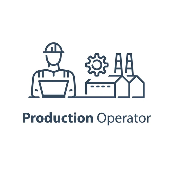 Trabajador de producción, operación o administración, concepto de industria manufacturera — Archivo Imágenes Vectoriales