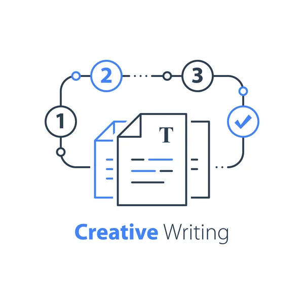 Escritura creativa y cuentacuentos, plan educativo, formación de documentos — Archivo Imágenes Vectoriales