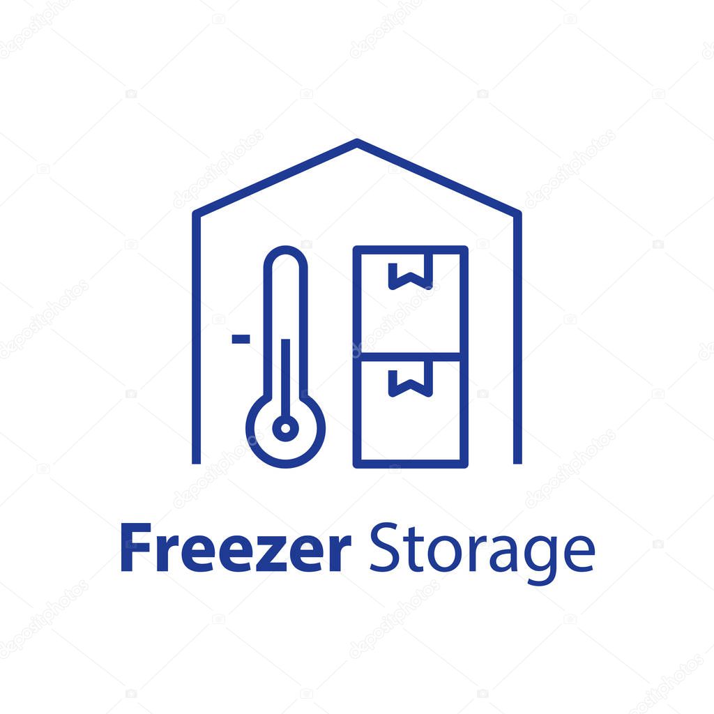 Climate control system, change temperature, air conditioning, cooling or heating, refrigerator storage, vector line icon