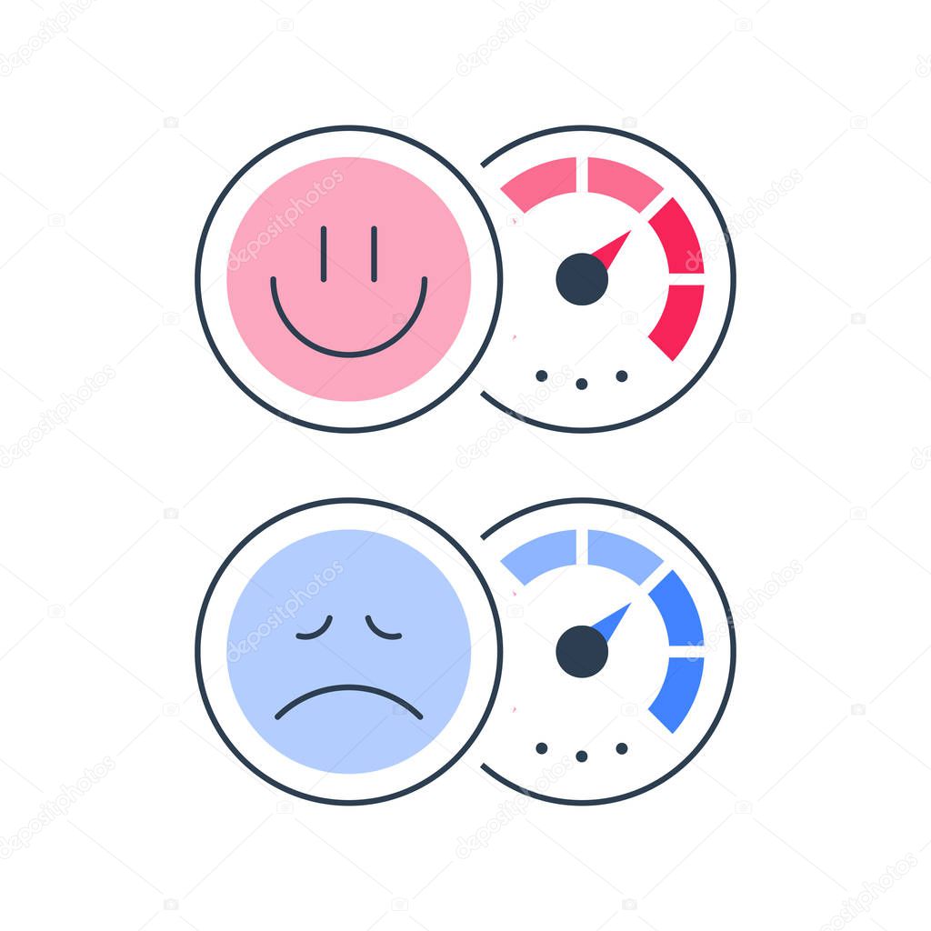 Client opinion poll, customer attitude, negative or positive reaction, good or bad service survey