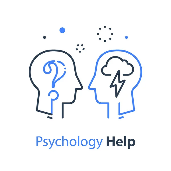 Profilo della testa umana, psicologia cognitiva o concetto di psicoterapia, salute mentale — Vettoriale Stock