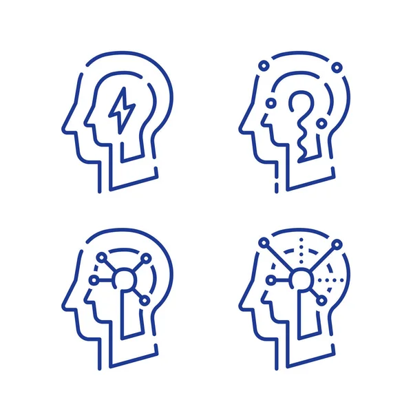 Perfil de cabeza humana y red de conexión neuronal, psicología cognitiva o psicoterapia, concepto de neurología — Archivo Imágenes Vectoriales