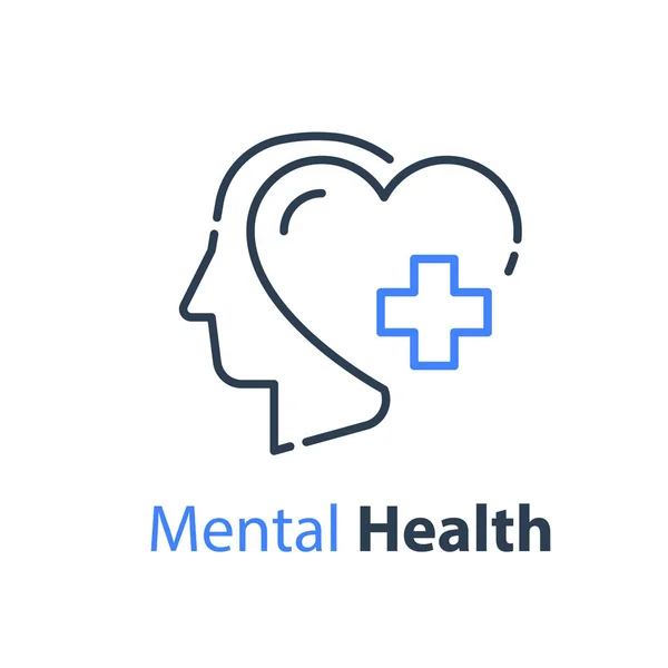 Mental health, human head, psychological help, psychiatry concept — Stock Vector
