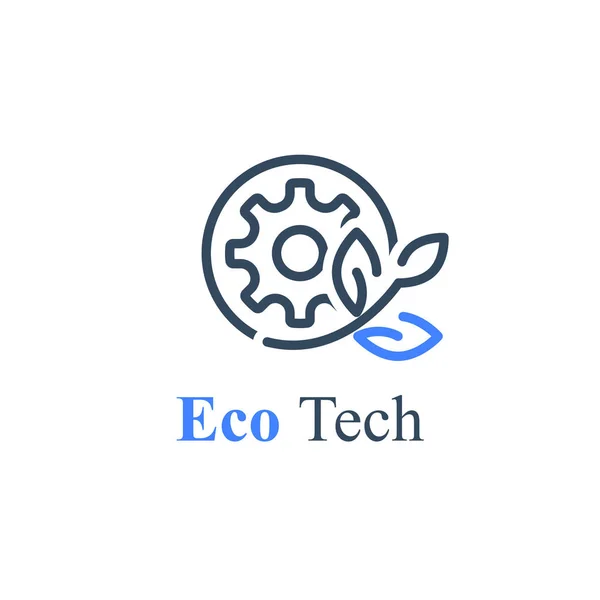 Eco technologie, industrie de production verte, roue dentée et usine — Image vectorielle