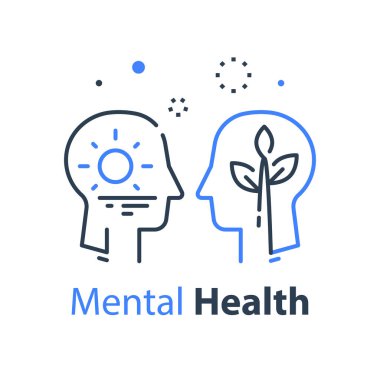 İnsan kafa profili, bilişsel psikoloji veya psikoterapi konsepti, özsaygı veya ego