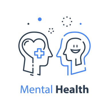 İnsan kafa profili, bilişsel psikoloji veya psikoterapi konsepti, akıl sağlığı