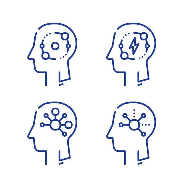 ヒトの頭部とニューロンの接続網認知心理学や精神療法神経学の概念 — ストックベクタ