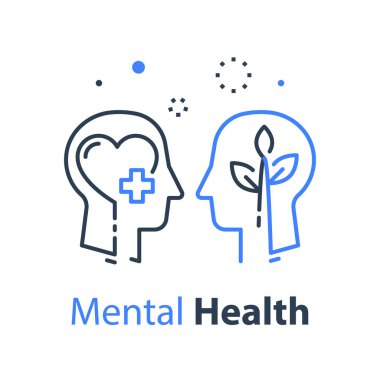 Ruh sağlığı, insan kafası, psikolojik yardım, psikiyatri konsepti