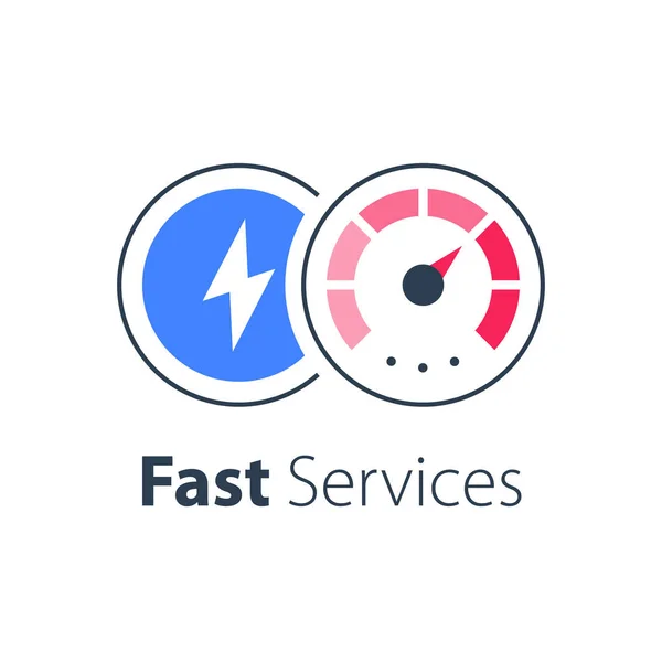 Services express, solution rapide, accélération des affaires, niveau maximum — Image vectorielle