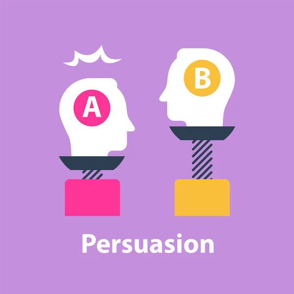 Processo decisionale, di portata superiore, positivo o negativo, tra le due parti, negoziato e persuasione — Vettoriale Stock