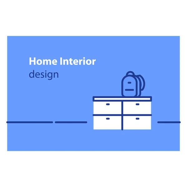 Concepto de mobiliario para el hogar, diseño de interiores, cómoda — Vector de stock