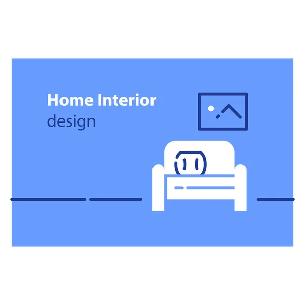 Concepto de muebles para el hogar, diseño de interiores y decoración, solución de sala de estar — Vector de stock