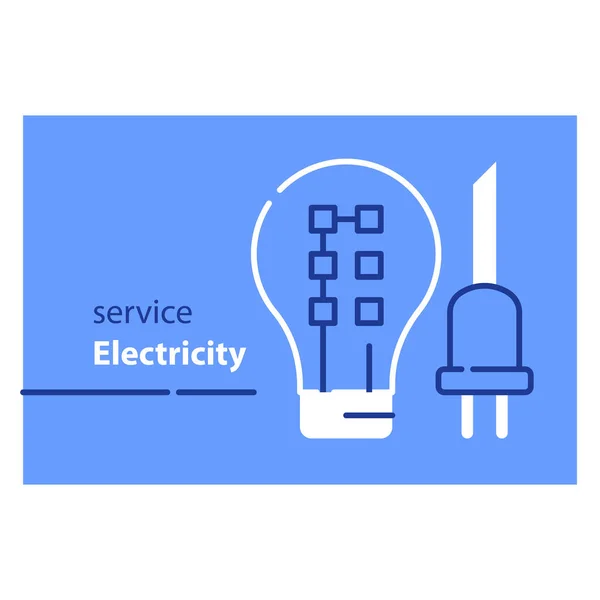 Conceito de serviços de eletricidade, equipamentos elétricos, economizar energia, lâmpada LED — Vetor de Stock