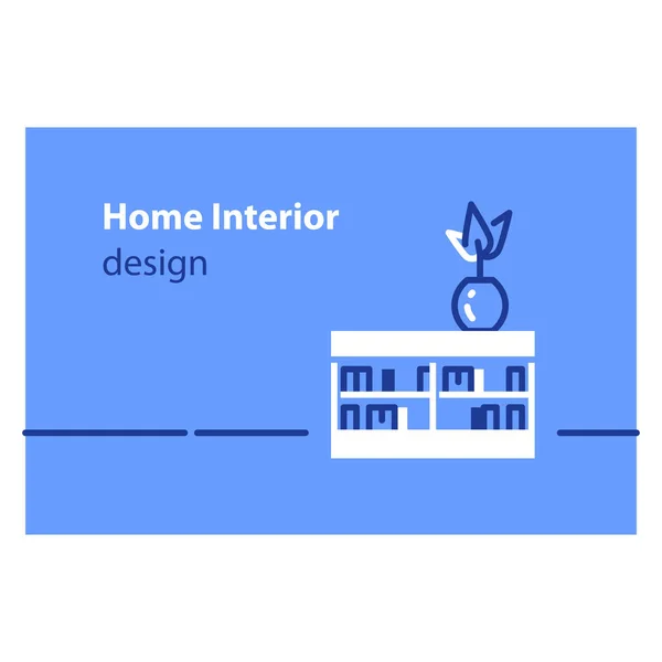 Concepto de mobiliario para el hogar, diseño de interiores y decoración — Vector de stock