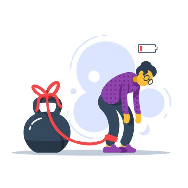 Sırtı yamuk, ağır bacakları olan, zor yürüyen, güçsüz hisseden, düşük enerjili, fiziksel yorgunluğu olan kronik yaşlı kadın.