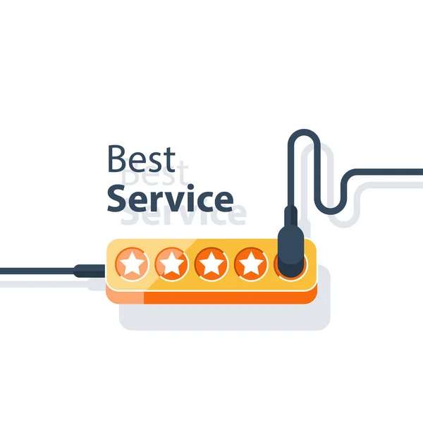 Meilleur concept de service, excellente qualité, cinq étoiles, standard élevé — Image vectorielle