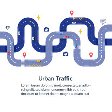 Kentsel trafik yönetimi, yollar üst görünüm, veri toplama, güvenlik iyileştirmesi