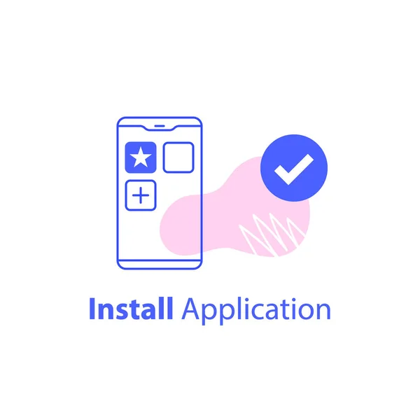 Télécharger et installer l'application sur smartphone, accès au service en ligne — Image vectorielle