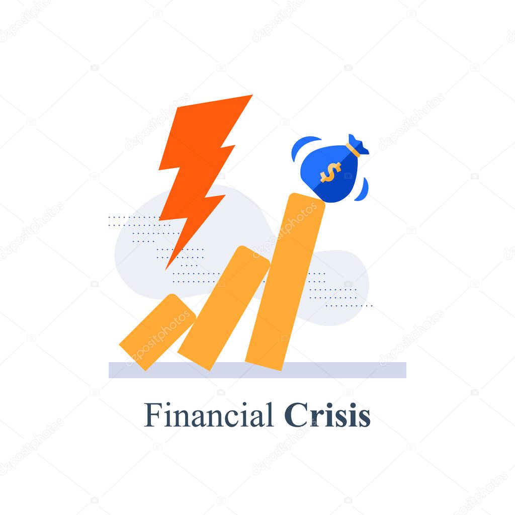 Financial crisis, unexpected stock market drop, money loss, capital devaluation, risky investment strategy