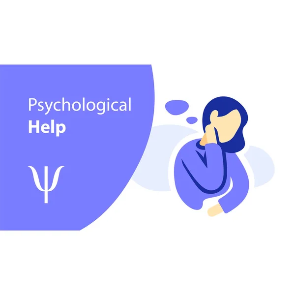Pomoc psychologiczna kobiet, psychoterapia, problemy psychiczne, myślenie kobiet — Wektor stockowy