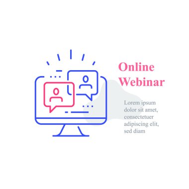 Giysi konsepti, çevrimiçi kurs, uzak eğitim, video konferansı, internet grubu konferansı