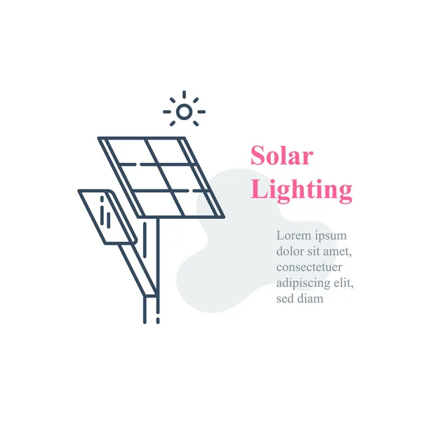 Système d'éclairage de panneau solaire, lampadaire, lanterne économe en énergie, solution autonome — Image vectorielle