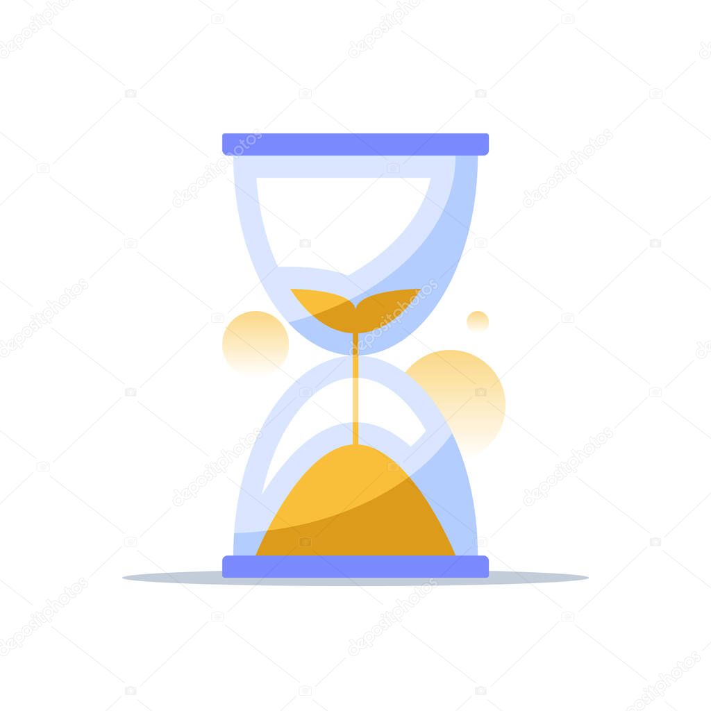 Hourglass illustration, time concept, sand clock countdown