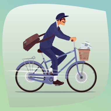 Yetişkin komik postacı bisiklet sürmek
