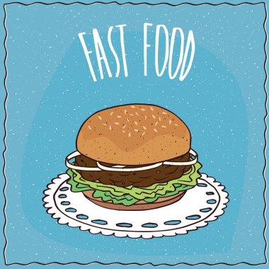 El yapımı çizgi film tarzı klasik hamburger