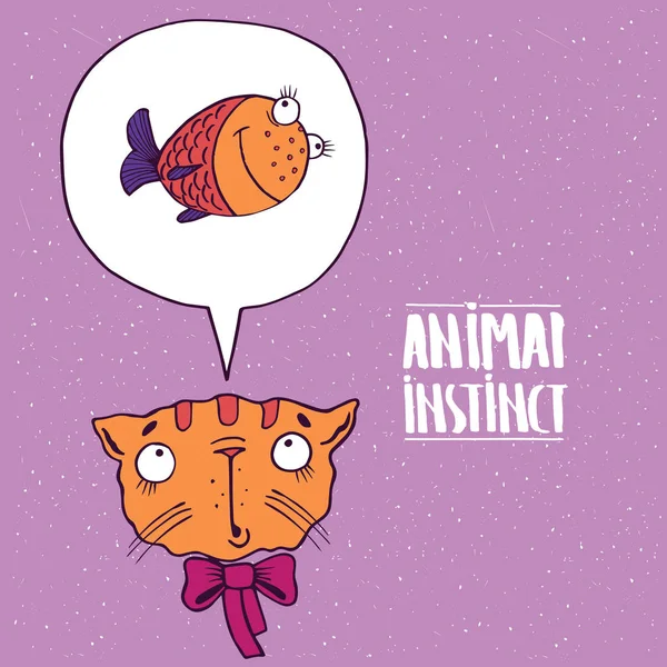 Инстинкт животного от кошки до рыбы — стоковый вектор