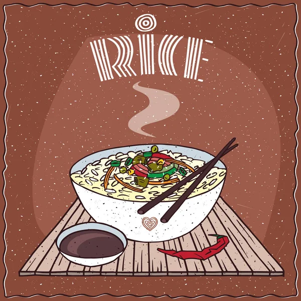 Asiatiska ris Dal bhat eller Nasi kandar och grönsaker — Stock vektor