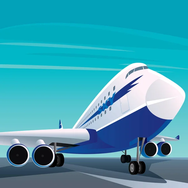 Большой современный пассажирский самолет на взлетно-посадочной полосе — стоковый вектор