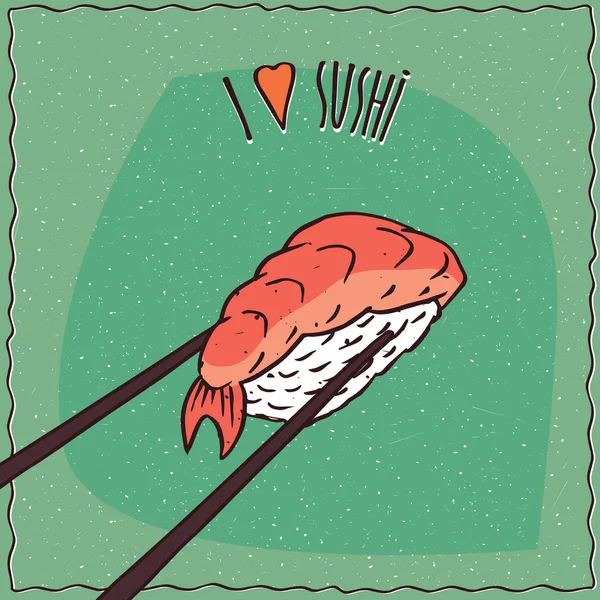 Chopsticks segurando rolo de sushi Nigiri —  Vetores de Stock