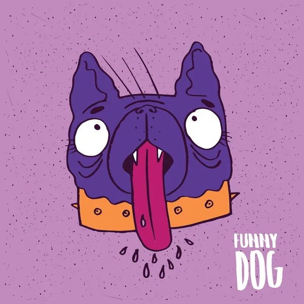 手作りの漫画のスタイルで舌でかわいい犬 — ストックベクタ