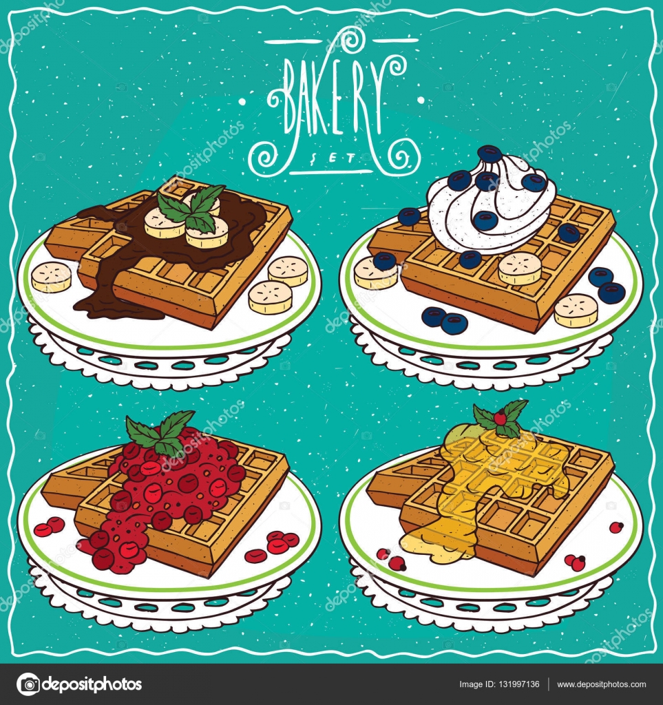 Set Of Belgian Waffles In Handmade Cartoon Style Stock Vector Image By C Ariadnas