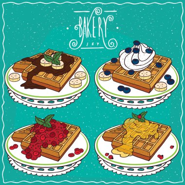 El yapımı çizgi film tarzı Belçika waffle kümesi
