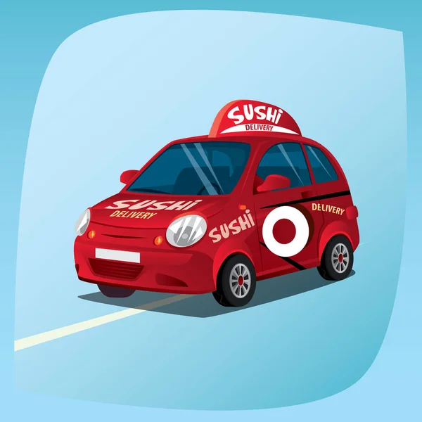 Isolated sushi delivery car — Stock Vector