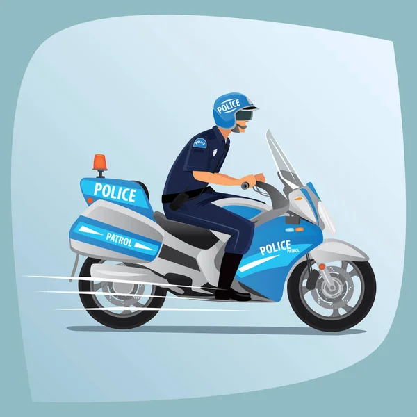 Police officer or policeman riding on motorcycle — Stock Vector