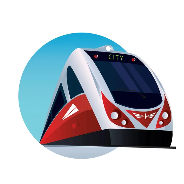 Emblema redondo con un moderno tren de pasajeros — Archivo Imágenes Vectoriales