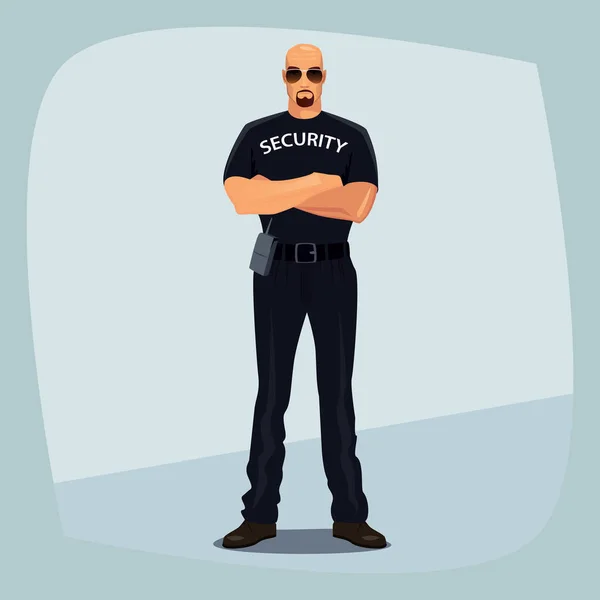 Security guard crossed arms on his chest — Stock Vector