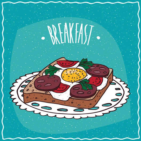 Toast mit Ei und Wurst — Stockvektor