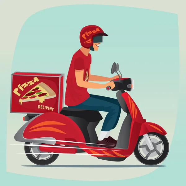 Genç pizza kurye üzerinde sürme