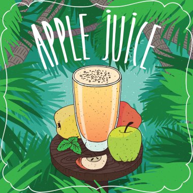 Taze elma suyu cam olgunlaşmış meyve ile