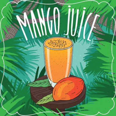 Olgun meyve cam taze mango suyu